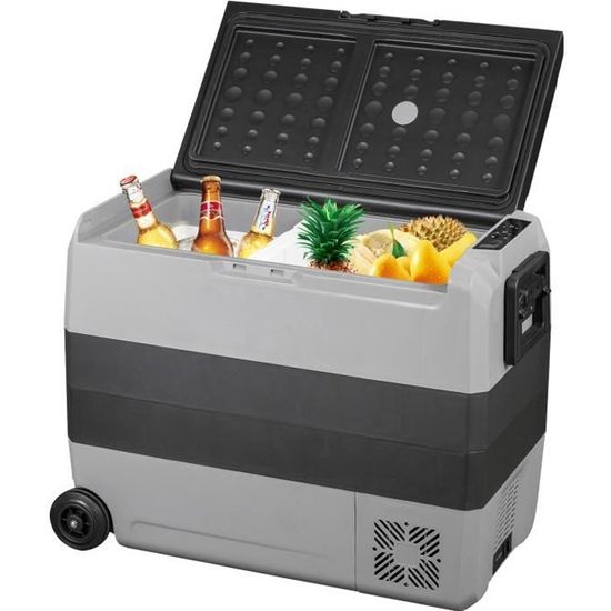 Glacière électrique Portable Huslog 33L Avec Roulettes - Refroidissement Et Chauffage (jusqu'à -15°C/+65°C) - Alimentation 12V/220-240V - Mode ECO - 3