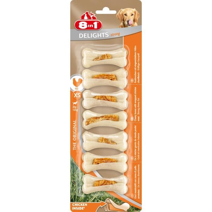 8IN1 Friandise os à mâcher ferme Delight - Garni de viande de poulet - Pour chien - 7 pièces