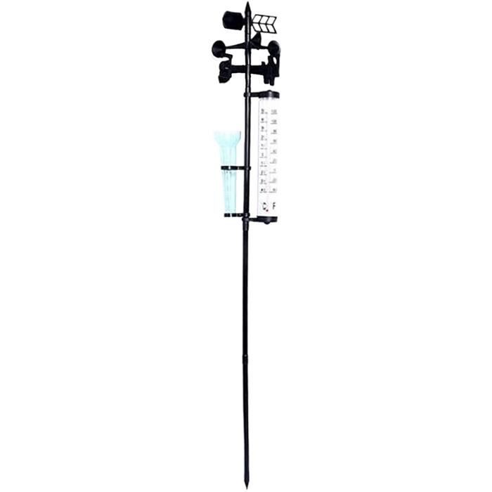 Station Météo 3 En 1 Pour Jardin - Girouette, Thermomètre Et Pluviomètre Avec Piquet 140 Cm