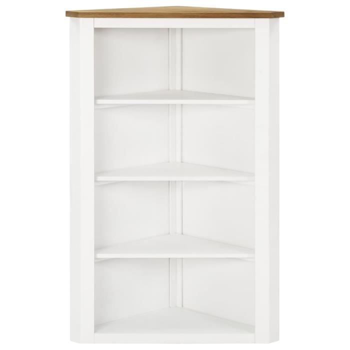 RHO - Armoire d'angle de rangement MDF avec placage de chêne, bois d'acacia massif 59x36x100 cm Bois de chêne massif Chêne et blanc