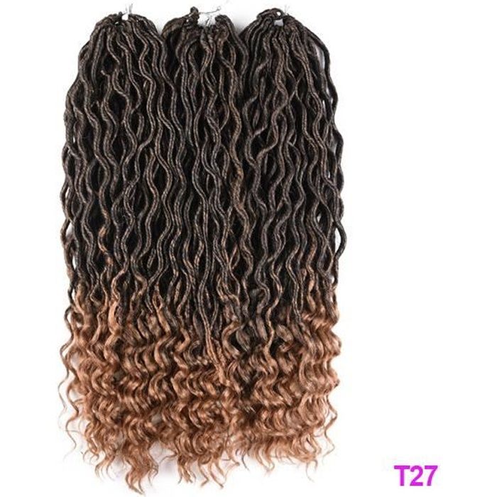 T1B - 27 une pièce Faux Locs Curly Crochet Braid Hair 20inch24roots Synthétique Tressage Extensions de Cheveux Bordeaux Noir Ombre