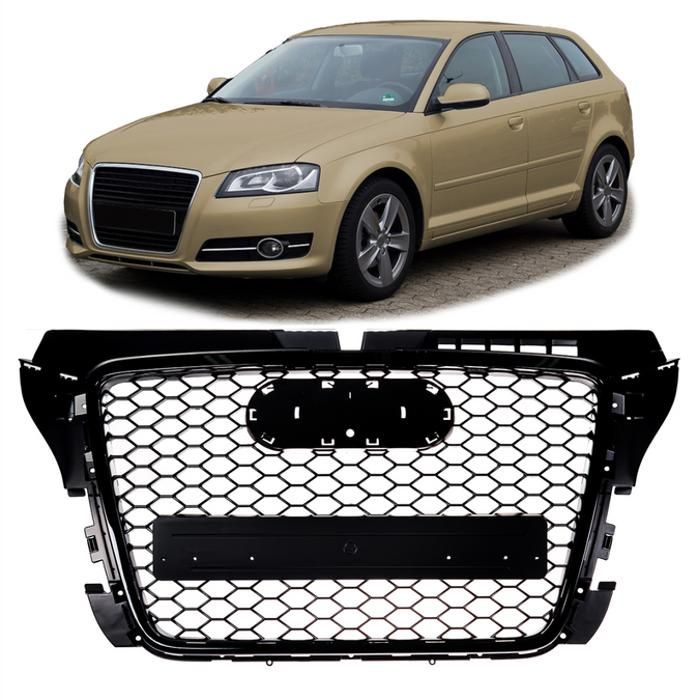 CALANDRE NOIR NID D'ABEILLE POUR AUDI A3 8P2 PHASE 2 + SPORTBACK DE 04/2008 A 2012