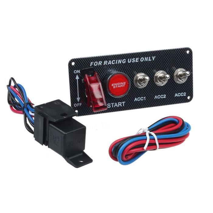 12V Racing voiture LED interrupteur d'allumage du panneau de démarrage du moteur bouton poussoir HJQ50601147A