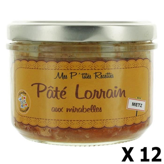 Lot 12x Pâté Lorrain aux mirabelles - Fabriqué en France - Mes P'tites Recettes - pot 220g