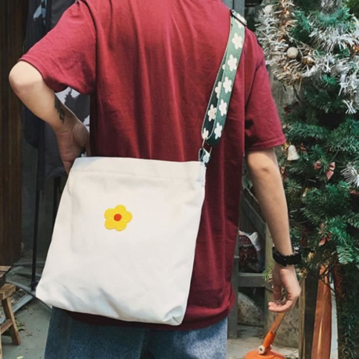 1 PC sac en toile motif floral hipster simple fourre-tout à bandoulière à pour filles dames HOOK BAG