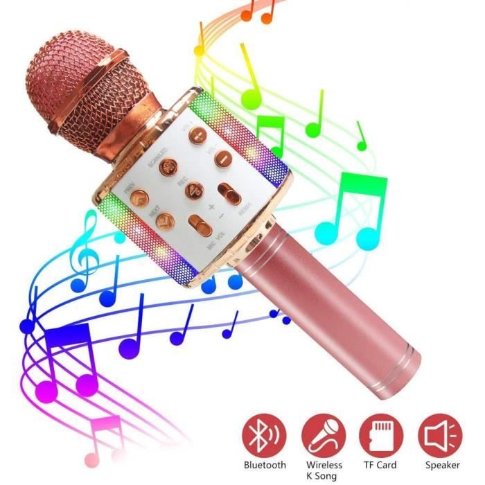 Équipement de karaoké ASENTER Microphone Karaoke Sans Fil, Micro Karaoké Bluetooth Portable avec LED Lumière Disco pour 81517