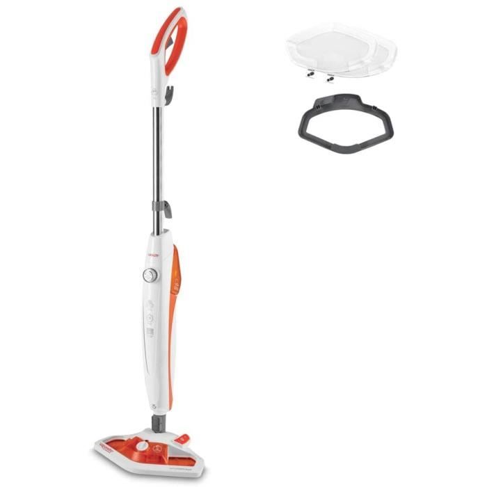 Polti PTEU0273 Vaporetto SV420_Frescovapor Balai Vapeur avec Brosse Vaporforce, 1500 W, Blanc/Orange. Tue et élimine 99,9%* des viru