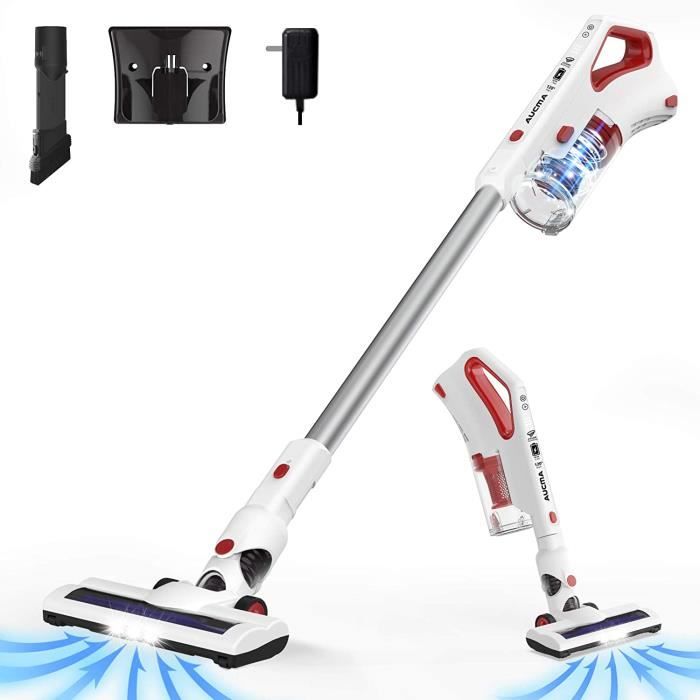 AUCMA Aspirateur Balai sans Fil, Aspirateur à Main Aspirateur Puissant,LED,Aspiration Multifonction Ultraléger Silencieux et Ultralé