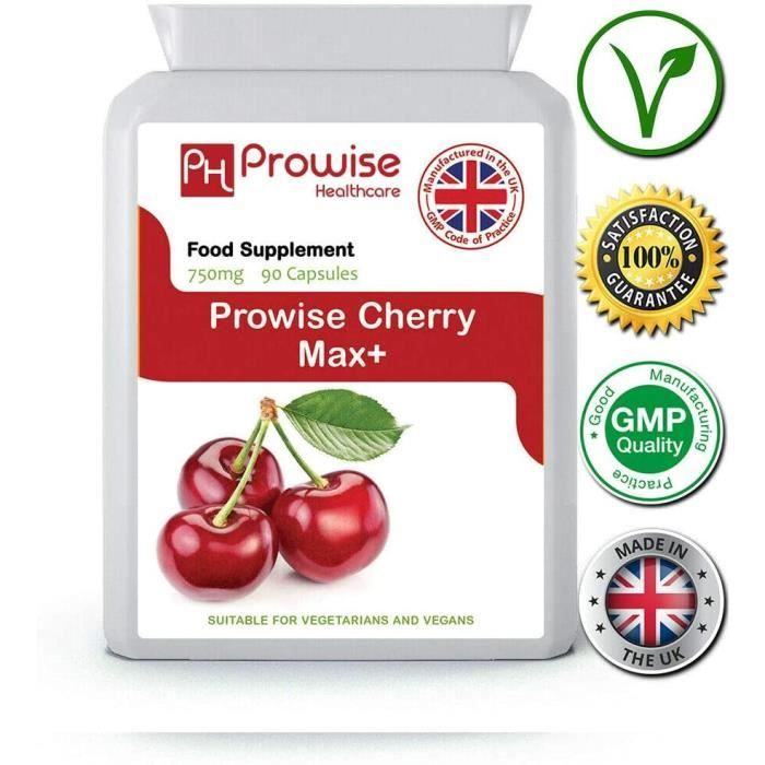 Compléments à base de plantes Cherry Max 750 mg 90 capsules - Cerises Montmorency lyophilisées de haute résistance - Fab 140867