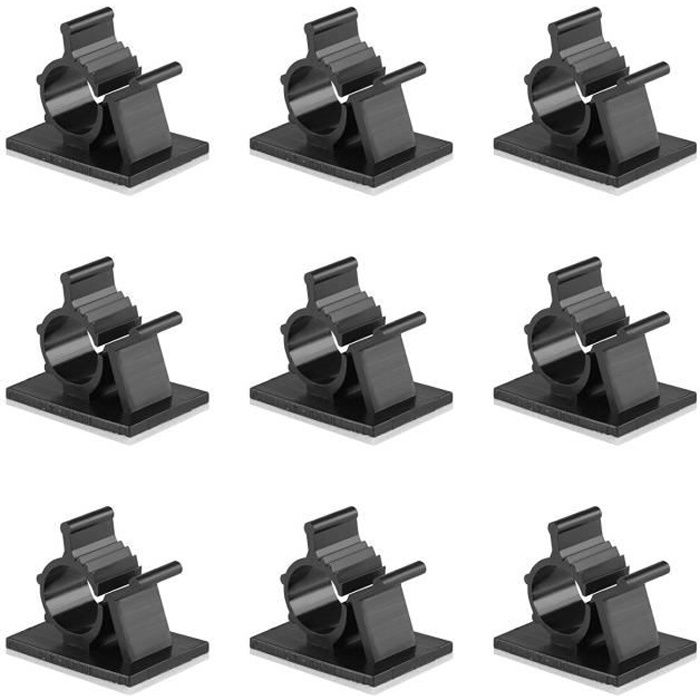 GWHOLE Lot de 60 Clips de Câble, Colliers de Serrage Câble, Attaches Câbles Adhésifs Réglable pour Organiseur Bureau Voiture Maison
