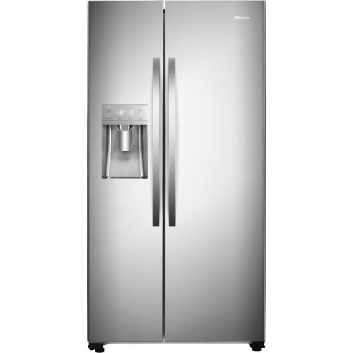 Réfrigérateur Américain HISENSE - RS694N4IIF - 2 portes - 562 L - l 74 x L 91 x H 179 cm - Inox