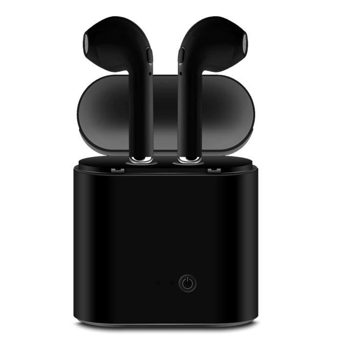 Écouteurs Sans fil Noir connexion Bluetooth 5.0, Oreillette Son Stéréo Micro Intégré, avec Boiter de Charge pour Samsung Galaxy S10