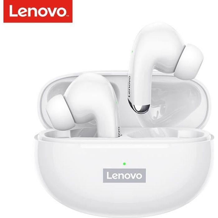 Écouteurs sans fil Lenovo LP5 BT5.0 Couplage à faible latence Annulation du bruit Écouteurs de sport Wateroof 13mm Pilote Blanc