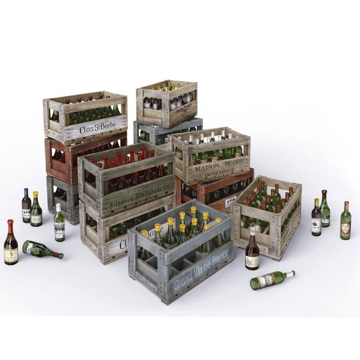 Maquette bouteilles de vin et caisses en bois aille Unique Coloris Unique
