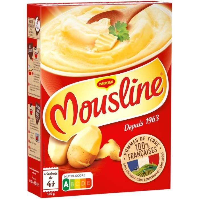 MOUSLINE - Purée Nature 520G - Lot De 4
