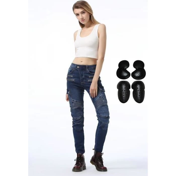 Pantalon de moto Femme Moto Jeans Conception à glissière avec équipement de protection
