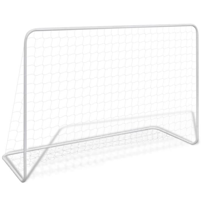 Cage De Foot But De Football Jouets Cadeau Noël Cadeau enfant en acier 182 x 61 x 122 cm Blanc