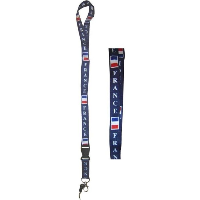 TOUR DE COU CORDON FRANCE LANIERE DRAGONNE LANYARD COLLIER PORTE BADGE PORTE CLES USB No Drapeau Maillot Écharpe Casquette Fanion
