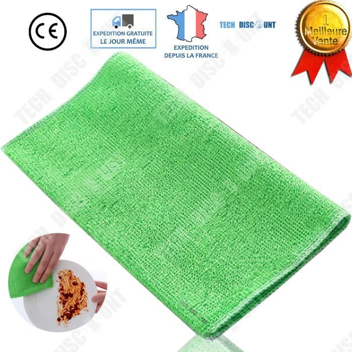 TD® Chiffon cuisine double-couche en fibres de bambou antiadhésif pour le nettoyage couleur vert absorption propreté vaisselles tor
