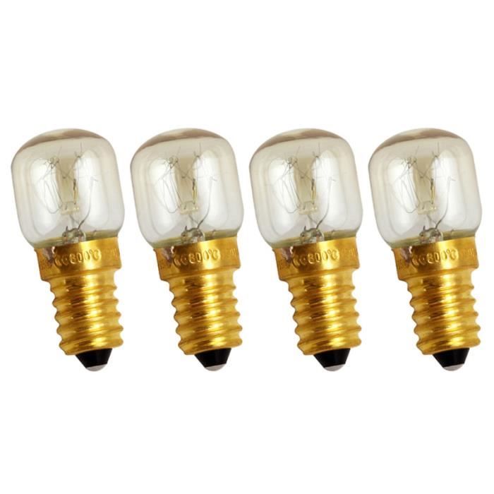 4pcs e14 petite ampoule à vis 300 degrés celsius de four micro-ondes en laiton lampe (blanc chaud, 25W) MICRO-ONDES