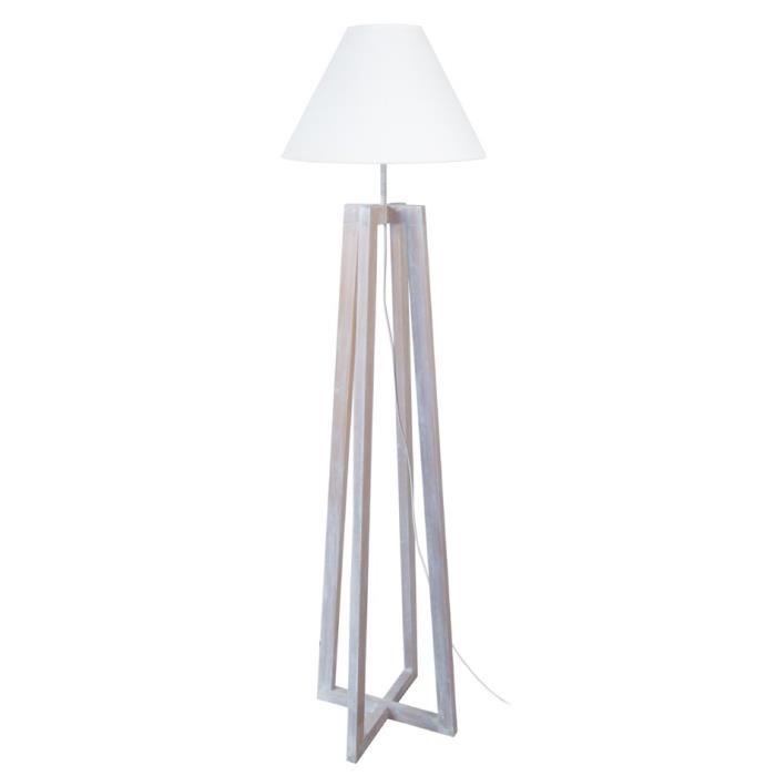 TOSEL Lampadaire 1 lumière - luminaire intérieur - tissu blanc - Style inspiration nordique - H150cm L40cm P40cm