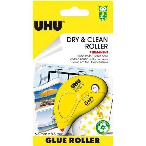 Uhu Dry & Clean Roller 50465 Colle Applicateur Permanent Jetable Jaune Lot de 6