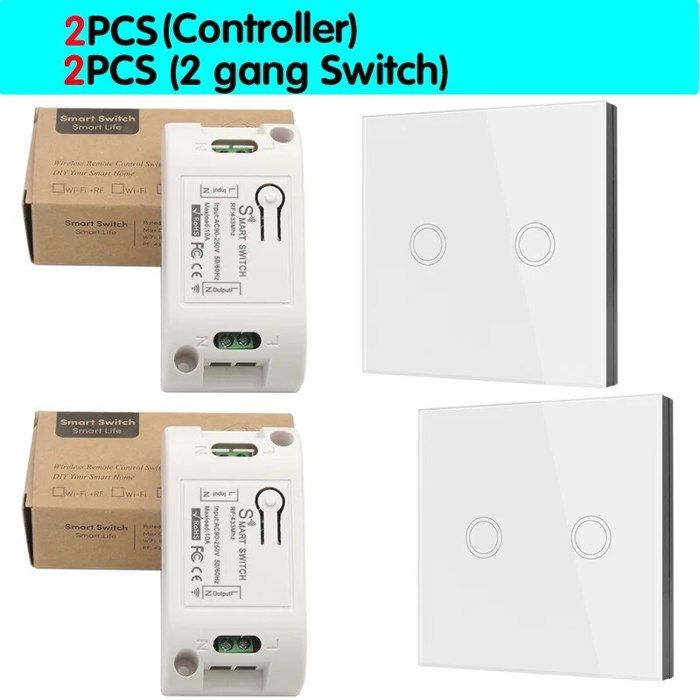 Interrupteur tactile Led sans fil 86x86 télécommande interrupteur mural ...