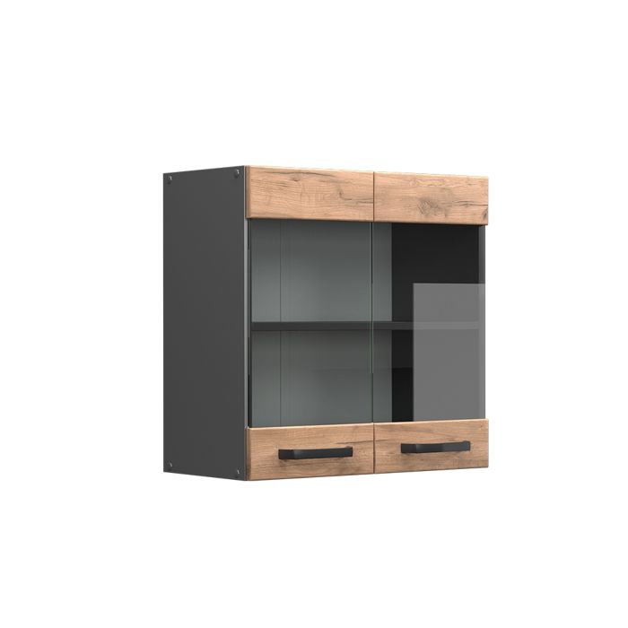Élément haut vitré Meuble de cuisine Fame-Line 40 cm anthracite chêne