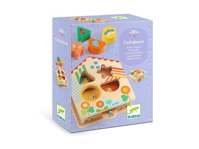 Jouet éducatif - DJECO - Trieur de formes - 4 pièces - Brut et coloré - À partir de 12 mois