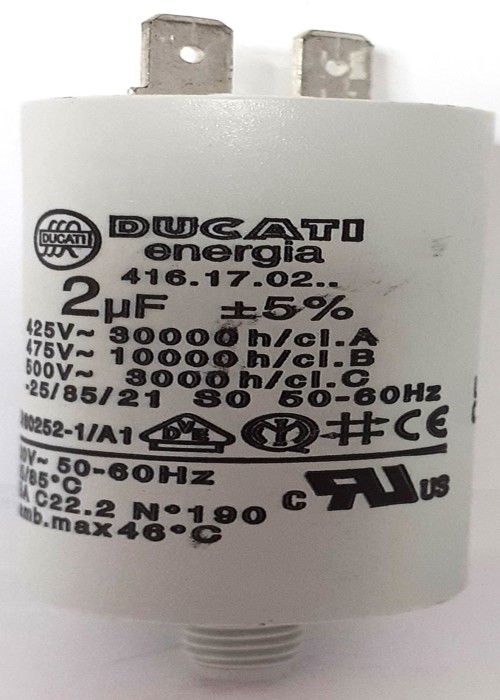 Condensateur Moteur CBB60 – 2µF 450V, à Cosses + Vis, SR Passives, Fabrication Polonaise