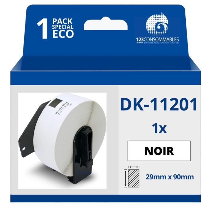 Rouleau D'étiquettes Compatible Brother DK-11209 - 800 étiquettes 29x62mm, Pour Imprimantes QL-1050, QL-710w, Etc.