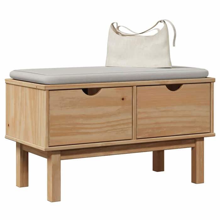 SALE 2025Banc dentrée multifonctionnel - Banc de couloir OTTA 80x40x45 cm - Bois de pin massif129 Kg 4932