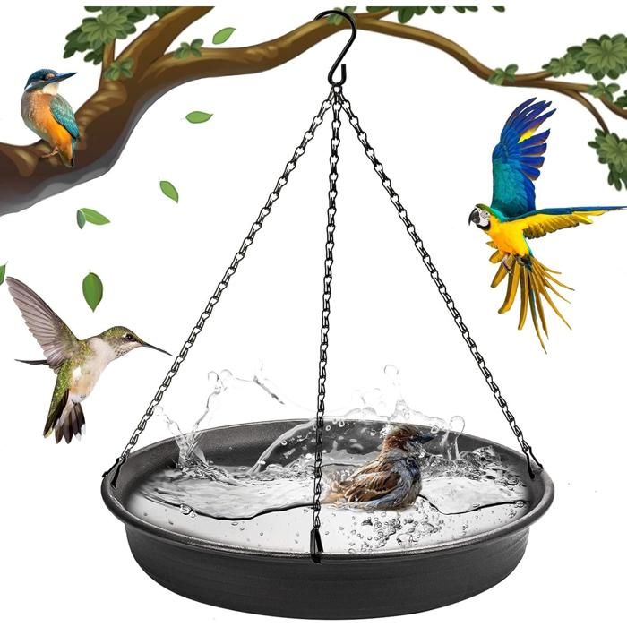 Meilleurs prix pour Bain doiseaux et mangeoire suspendus - Plateau de jardin 2 en 1 pour oiseaux bol deau et plateau à graines dextérieur