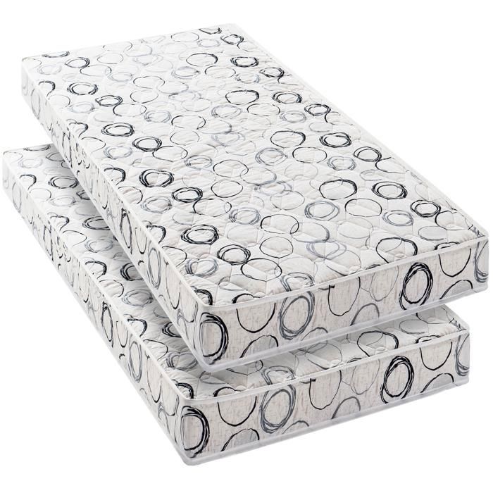 Lot de 2 Matelas SYMPA 90x200. 5 zones de confort Épaisseur 14 cm –Compatibles lits IKEA –Fabriqués en Belgique Garantie 7 ans