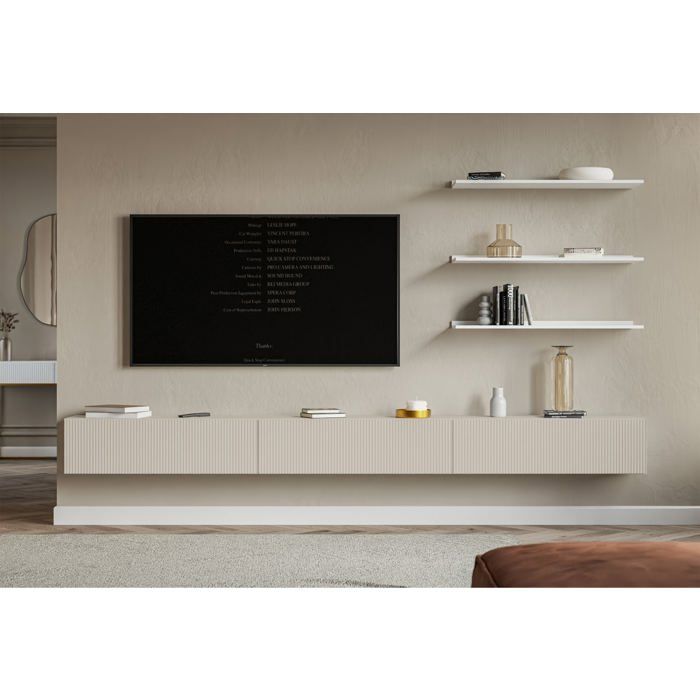 SELSEY  - Meuble Tv Veldio - 300 Cm - Beige Gris