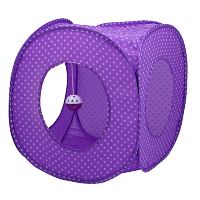 Tunnel pour chat avec balle de jeu jouet interactif « Peek-a-Boo » tunnel camouflage à 3 voies pour chat dintérieur - violet