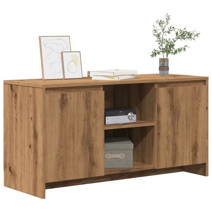 Meuble TV en bois dingénierie - VIDAXL - 102x375x525 cm - Chêne artisanal - Grand espace de rangement
