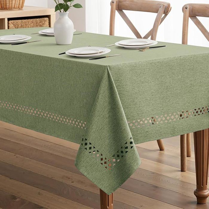 Nappe De Table Rectangulaire En Imitation Lin - Résistante à L'huile Et Aux Taches - Facile à Nettoyer - Pour Salle à Manger, Buffets, Fêtes, Camping - 109 X 109 Cm