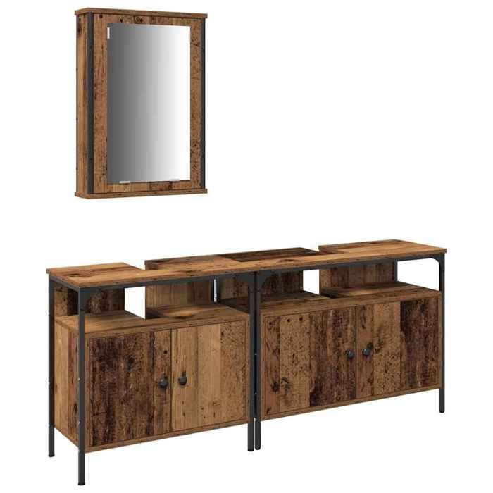 SALE 2026Meubles de salle de bain - WINWIN - Armoire bas/Meuble WC - 3 pcs Marron - bois dingénierie 42.15 Kg 7104511