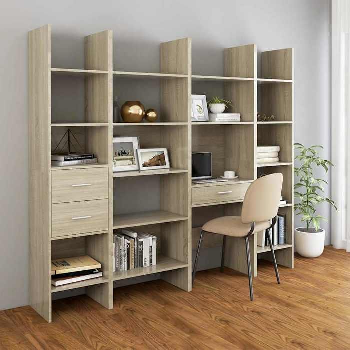 Cabinet de Livre SOLOMOON CHIC Bibliothèque Polyvalente - Pour enfant/adulte - Chêne sonoma 40x35x180 cm Bois d’ingénierie BB1593