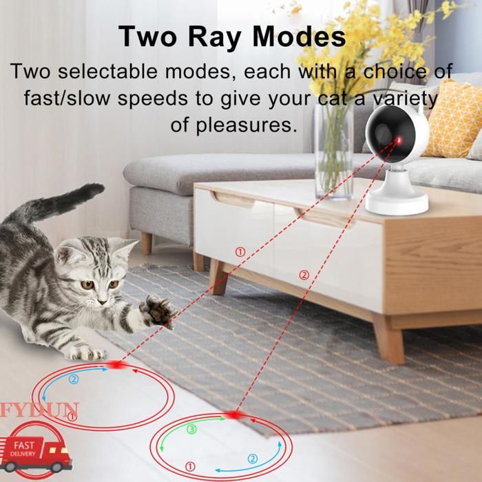 Meilleurs prix pour FYDUN laser pour chat Jouet Laser Rechargeable Automatique pour Chat avec Capteur Infrarouge 2 Réglages de animalerie jouet