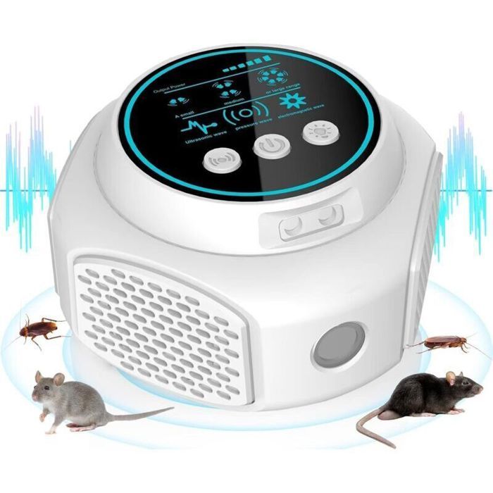 Souris et Rats Puissant 360° Répulsif rongeurs à Ultrasons 3 Modes Anti Souris Répulsif Souris 300 M² Large Portée Ultr