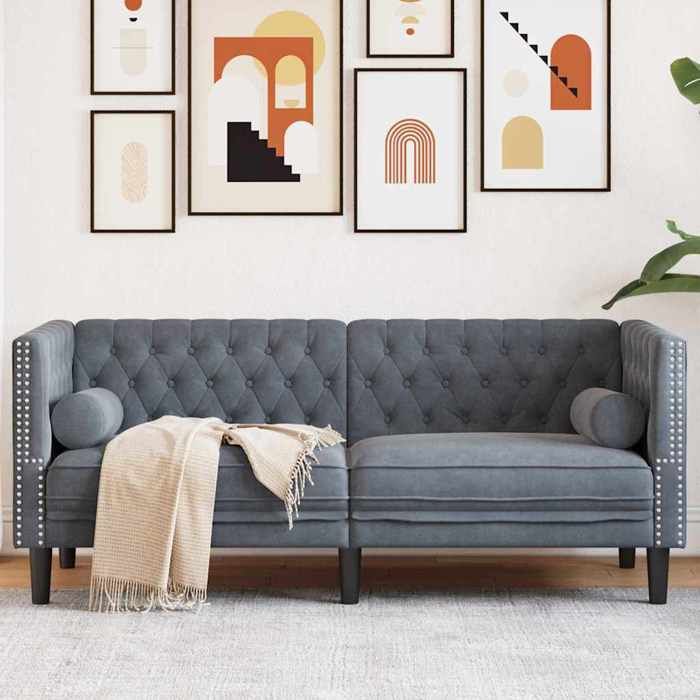 NEW 2026 Canapé moderne - Design ergonomique - pour salon - Gris foncé 174x745x705 cm Velours L2947