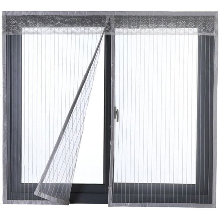 Moustiquaire de Porte Ou Fenetre Magnetique Rideau Moustiquaire De Porte Avec Aimants Gris 120x130cm FDC