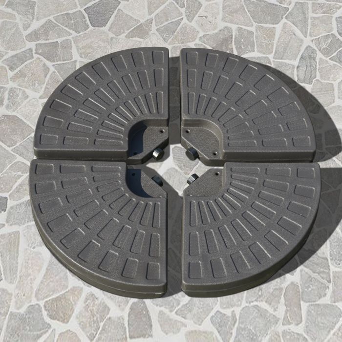 Lot de 4 poids pour pied de parasol en HDPE 100 x 100 x 105 cm café remplissable 68 kg eau ou 100 kg sable/eau