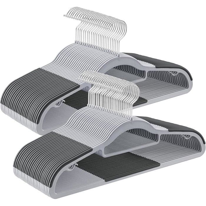 Cintres 50 pièces cintres en antidérapant Gain de Pce épaisseur Set of 50 Gris Cir + Gris Sûr + Argent