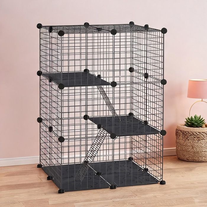 70x70x105 cm and noir Hamster Hutches and Cages with 27.6 in Acier Noir Acier