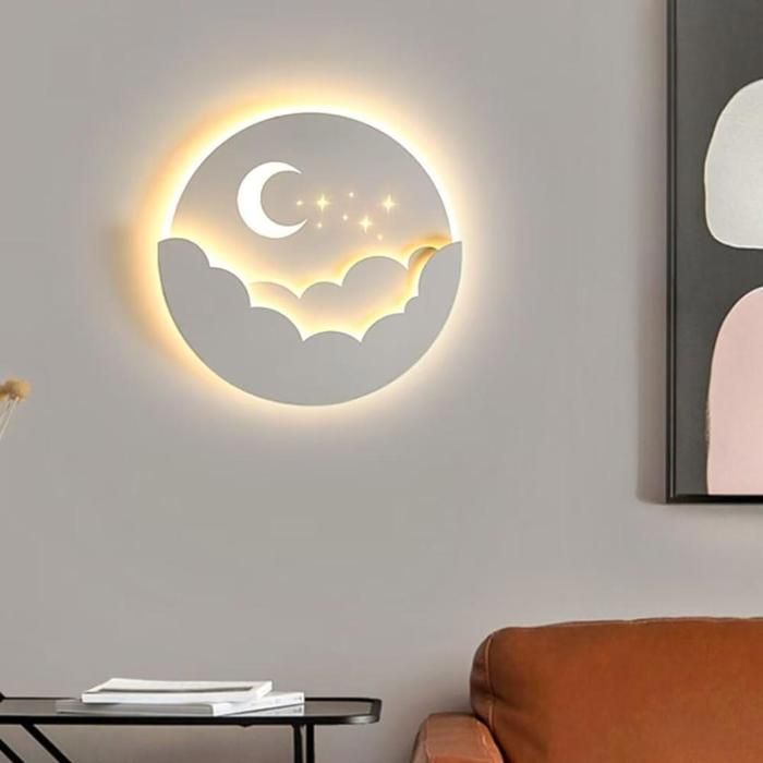 Lampe Murale Lune Creative - Luminaire Décoratif pour Chambre à Coucher Salon - Lampe De Chevet Étoile