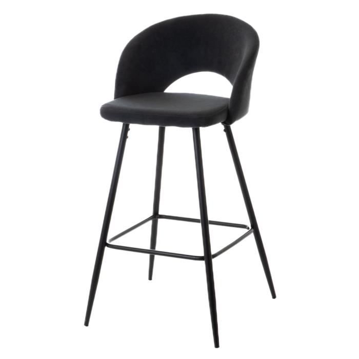 chaise de bar - amadeus - crustacé gris - tissu - contemporain - métal