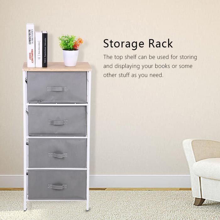 4 Tiroirs Amovibles Rack Etagere Armoire En Fer Armoire De